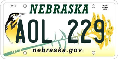 NE license plate AOL229