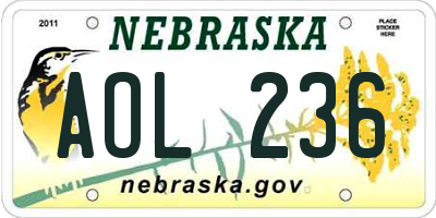 NE license plate AOL236