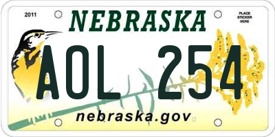 NE license plate AOL254