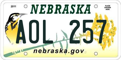 NE license plate AOL257