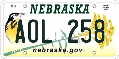 NE license plate AOL258
