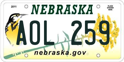 NE license plate AOL259