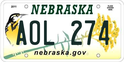 NE license plate AOL274