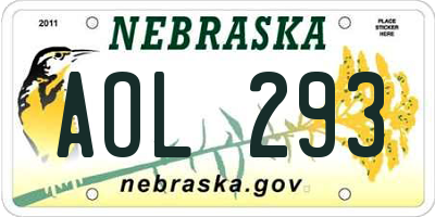 NE license plate AOL293