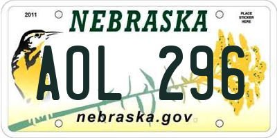 NE license plate AOL296