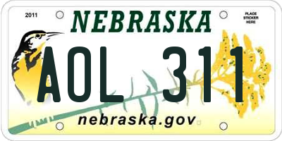 NE license plate AOL311