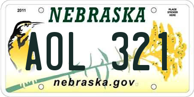NE license plate AOL321