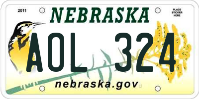 NE license plate AOL324