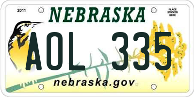 NE license plate AOL335