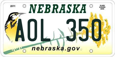 NE license plate AOL350