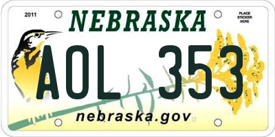 NE license plate AOL353