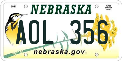 NE license plate AOL356