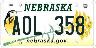 NE license plate AOL358