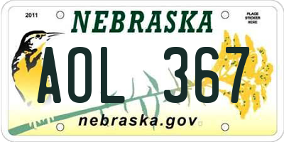 NE license plate AOL367
