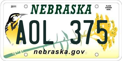 NE license plate AOL375