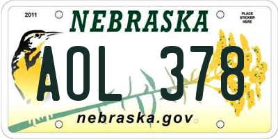 NE license plate AOL378