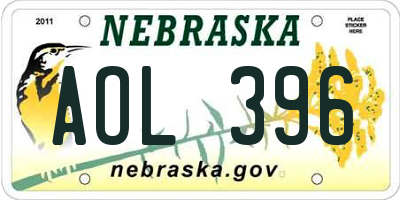 NE license plate AOL396