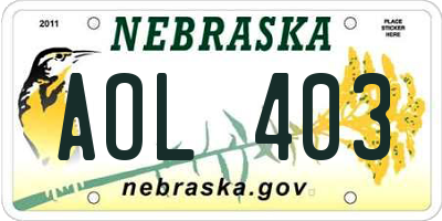 NE license plate AOL403