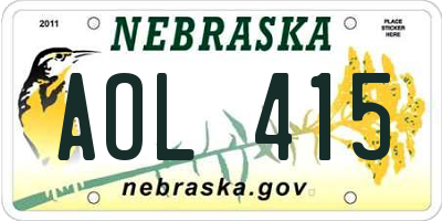 NE license plate AOL415