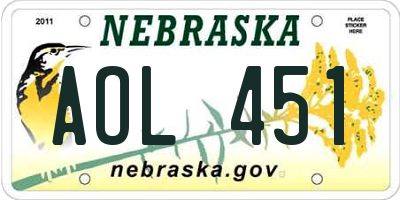 NE license plate AOL451