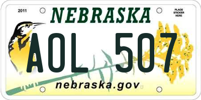 NE license plate AOL507