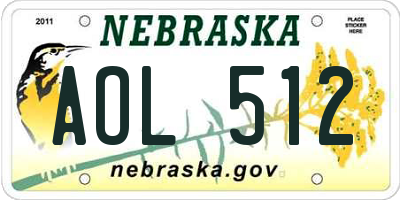 NE license plate AOL512