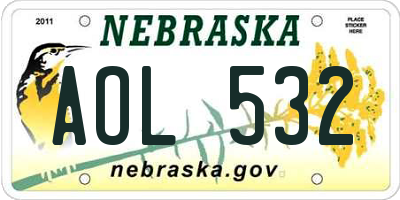 NE license plate AOL532