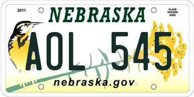 NE license plate AOL545
