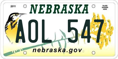 NE license plate AOL547