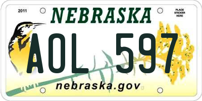 NE license plate AOL597