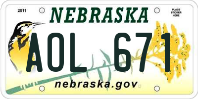 NE license plate AOL671