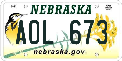 NE license plate AOL673
