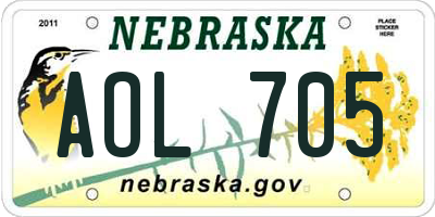 NE license plate AOL705