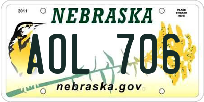 NE license plate AOL706