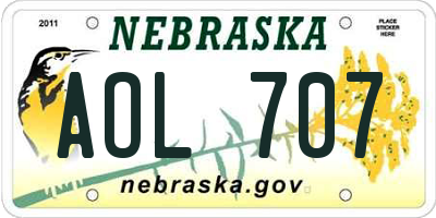 NE license plate AOL707
