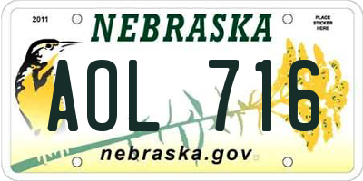 NE license plate AOL716