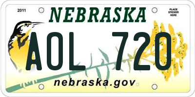 NE license plate AOL720