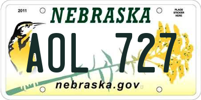 NE license plate AOL727