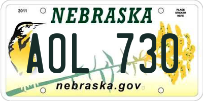 NE license plate AOL730