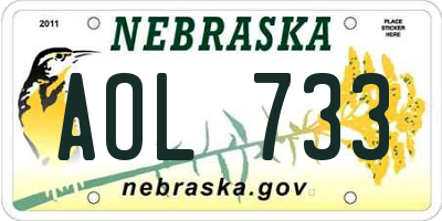 NE license plate AOL733