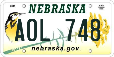 NE license plate AOL748