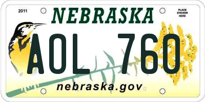 NE license plate AOL760
