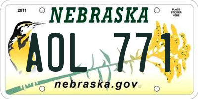 NE license plate AOL771