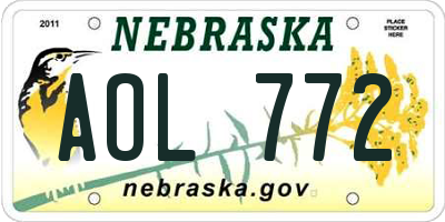 NE license plate AOL772