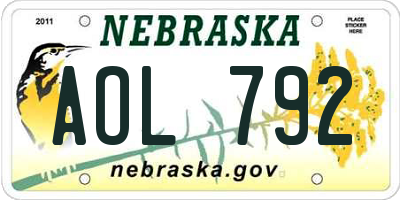 NE license plate AOL792
