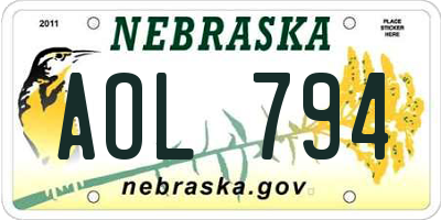 NE license plate AOL794