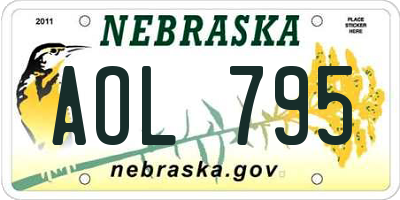 NE license plate AOL795