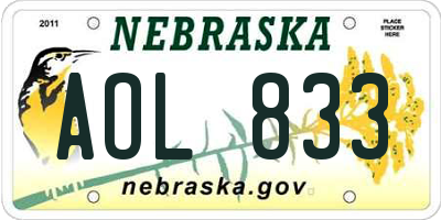 NE license plate AOL833