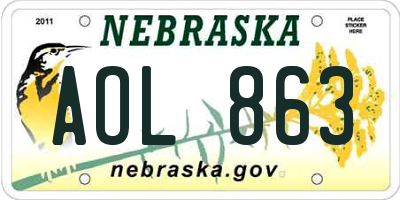 NE license plate AOL863