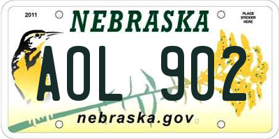 NE license plate AOL902
